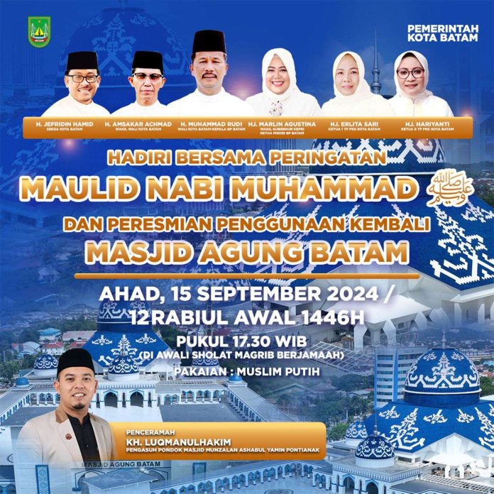 Muhammad Rudi Undang Warga Batam Hadiri Peresmian Revitalisasi Masjid Agung - BP Batam