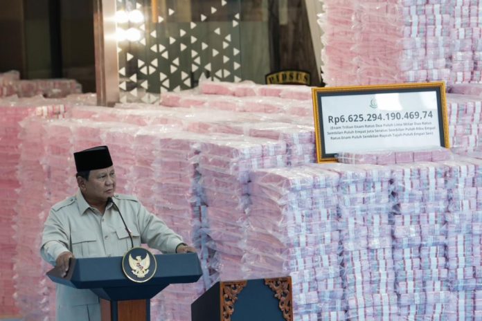 Apresiasi Satgas PKH, Prabowo: Negara Selamatkan Rp6,62 Triliun dari Korupsi